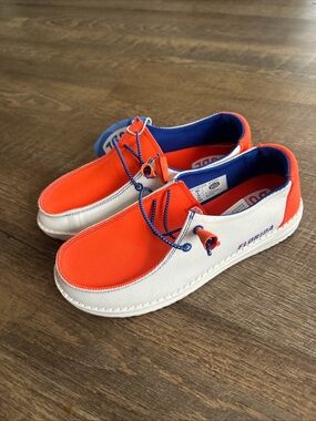 Women’s Wendy Hey Dude Canvas Boat Shoes - Orange & White